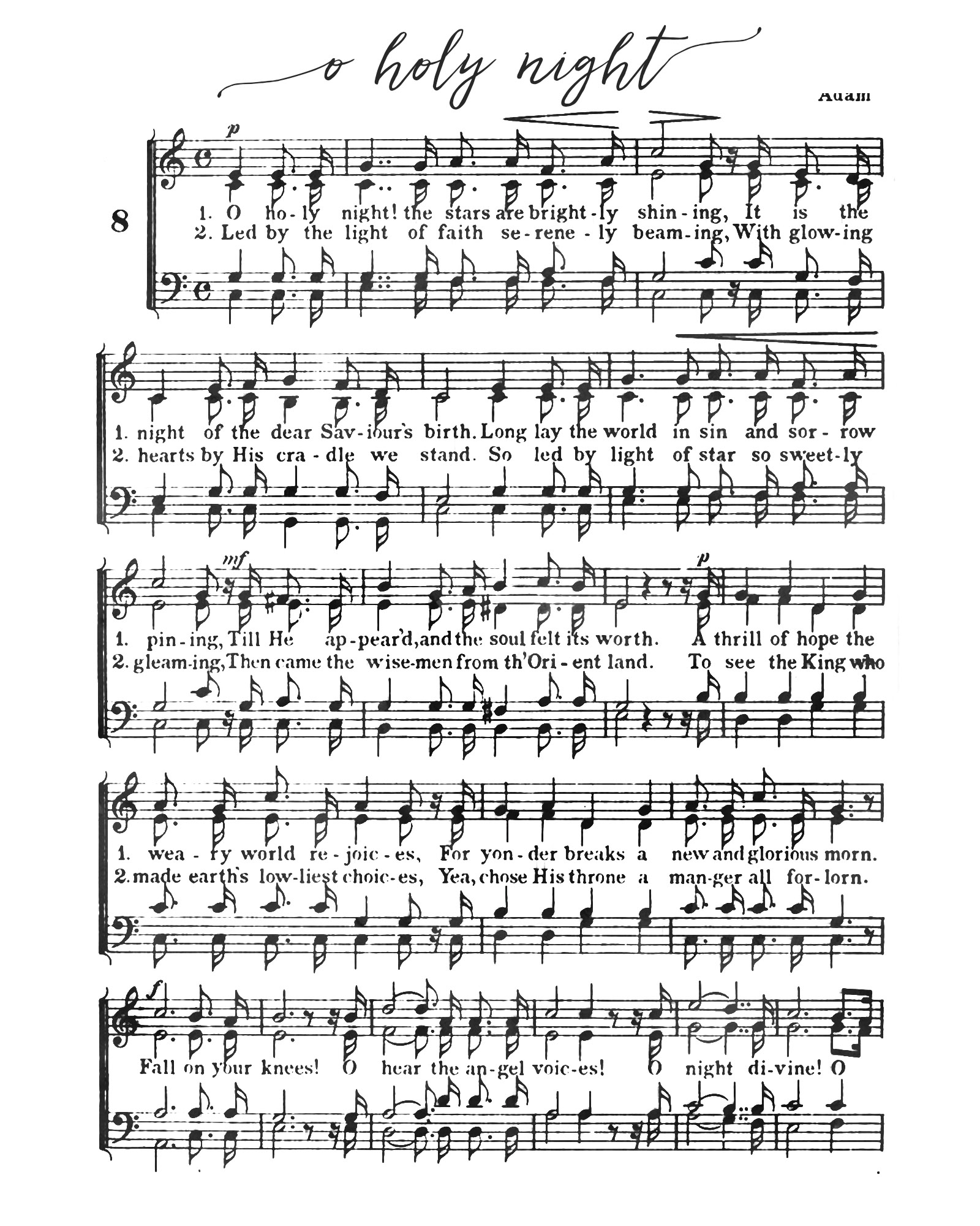 o holy night free printable christmas sheet music our handcrafted life