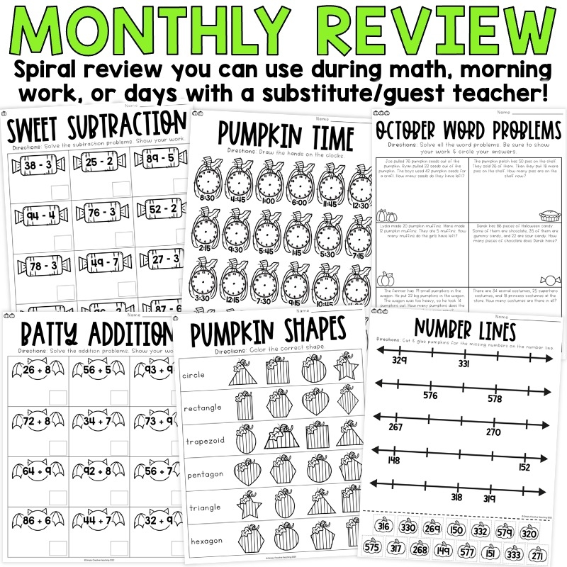 October Math Worksheets Printables Halloween 1st Grade 2nd Grade Simply Creative Teaching