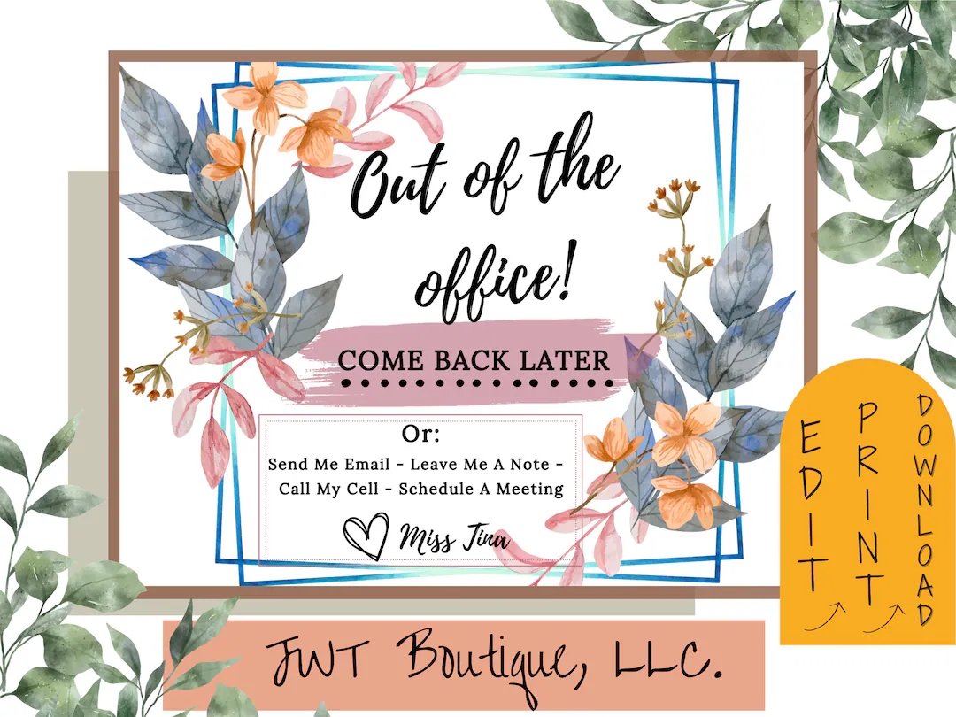 Office Signs For Wall Out Of Office Sign Template Printable Office Signs Dormroom Sign Classroom Templates Editable Gifts For Teachers Etsy