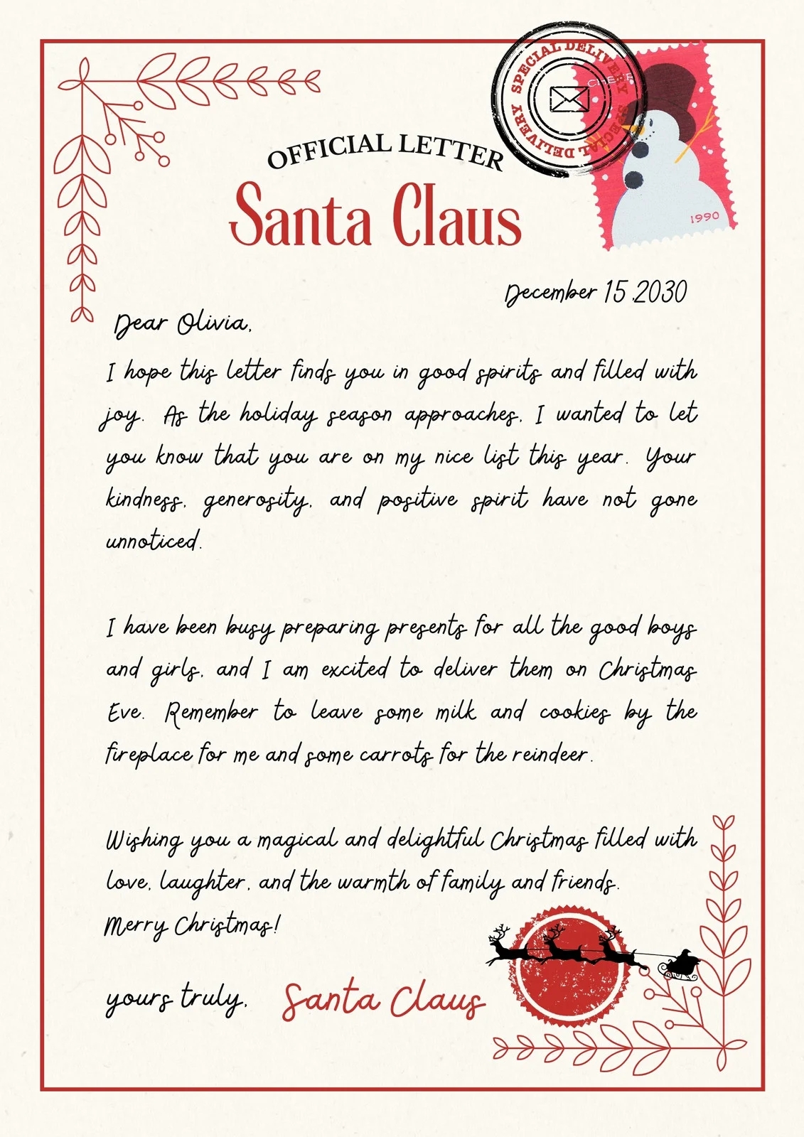 Page 2 Free Printable Santa Letter Templates You Can Customize Canva