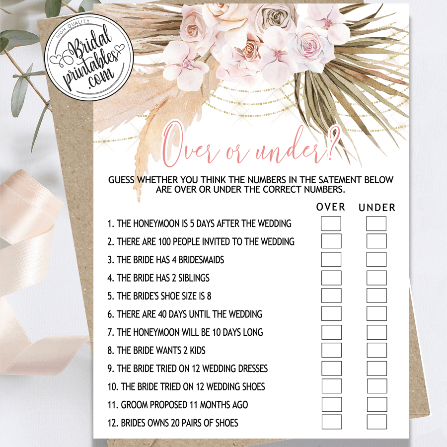 Pampas Grass Boho Bridal Shower Invites D300 Bridal Printables