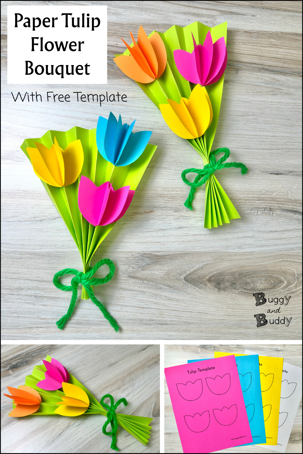 Paper Tulip Flower Bouquet Craft With Free Template Buggy And Buddy
