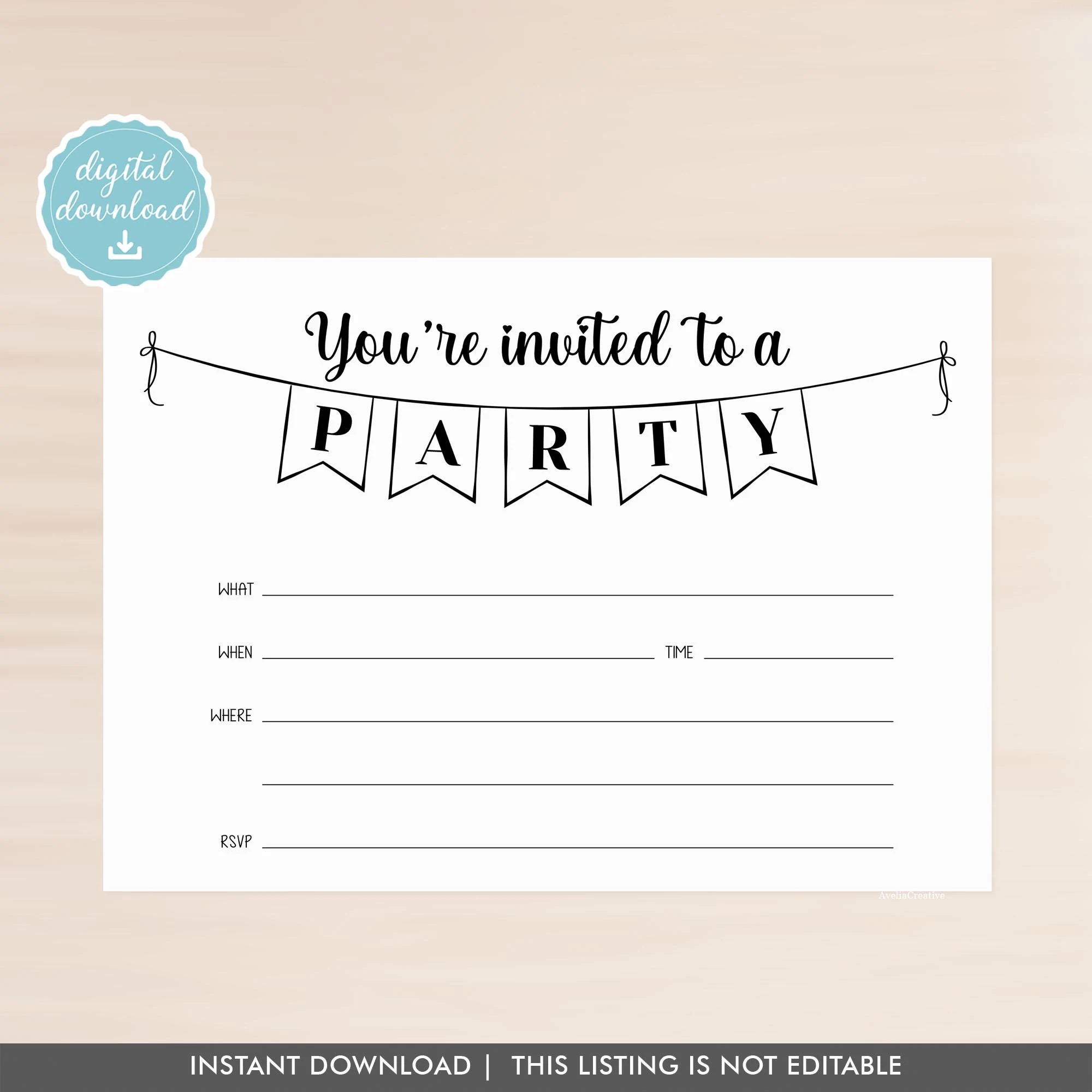 Party Blank Invitation Instant Download Fill in Invitation Youre Invited Printable Invitation Birthday Invite Party Invitation Etsy