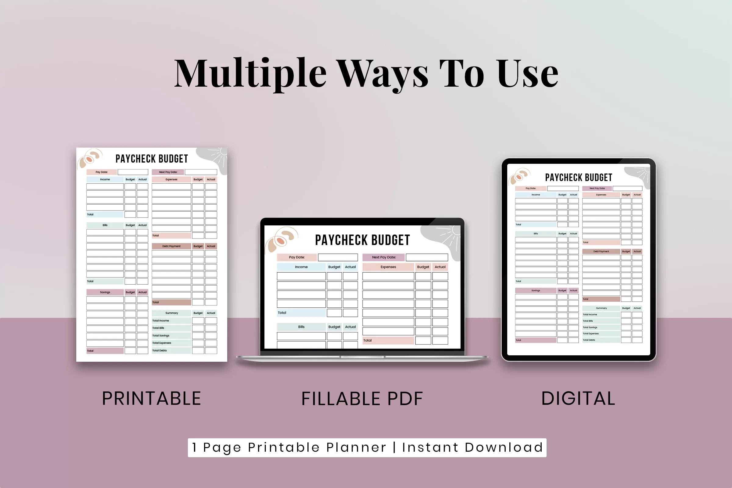Paycheck Budget Pdf Budget Worksheet SnapyBiz