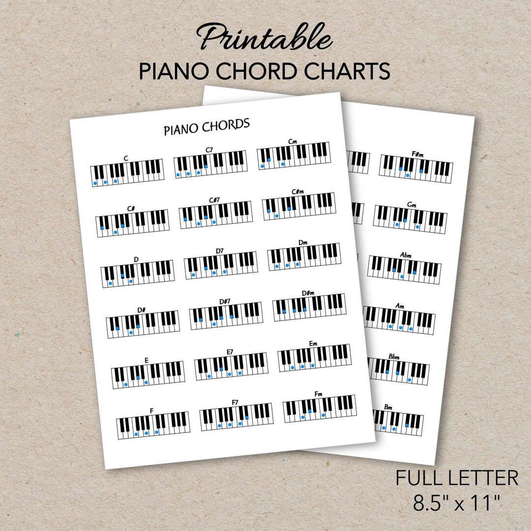 Piano Chord Charts Printable PDF Format Letter Size Print At Home Etsy