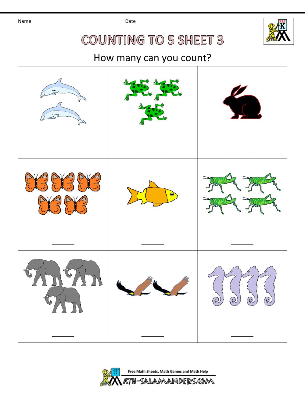 Preschool Counting Worksheets Counting To 5 Worksheets Library