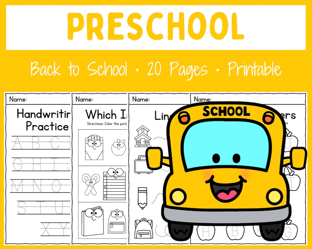 Preschool Worksheets Printable Homeschool Teacher Resources Instant Download Back To School No Prep Etsy