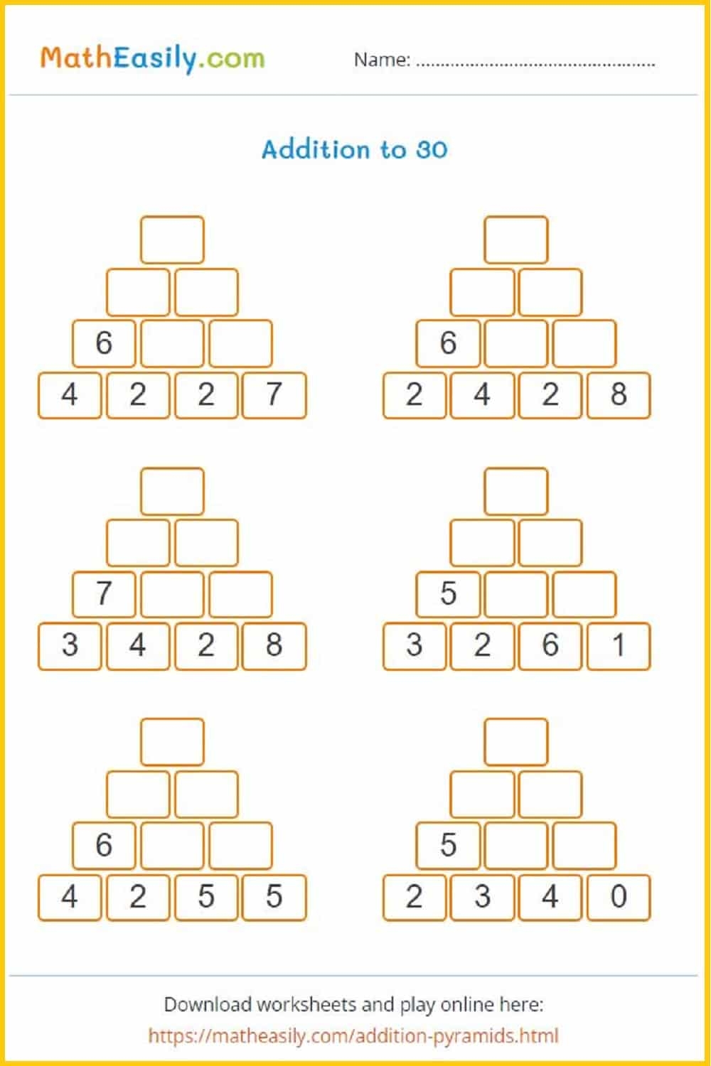 Printable Addition Worksheets PDF Free Download