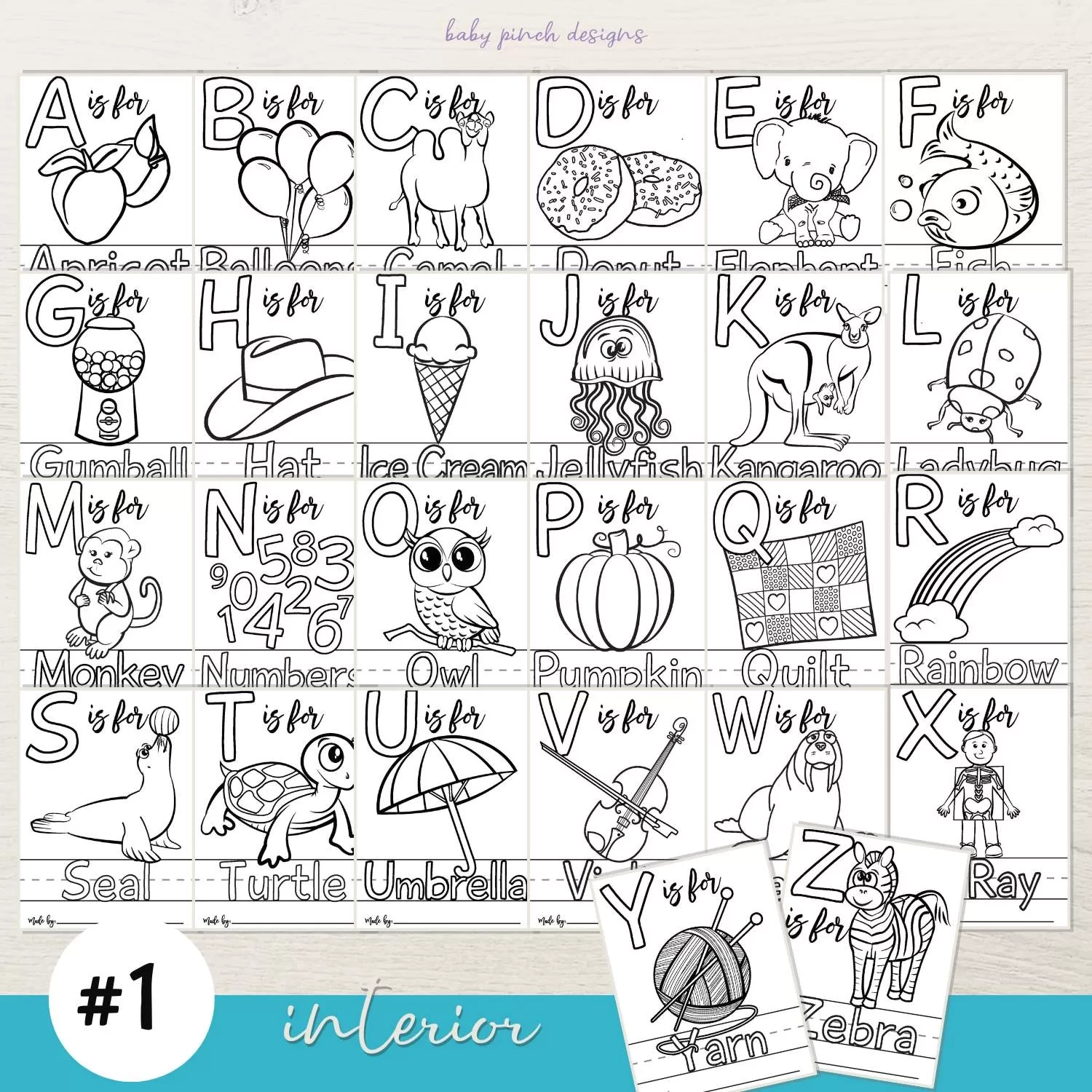 Printable Alphabet Baby Shower Coloring Book 101 Baby Pinch