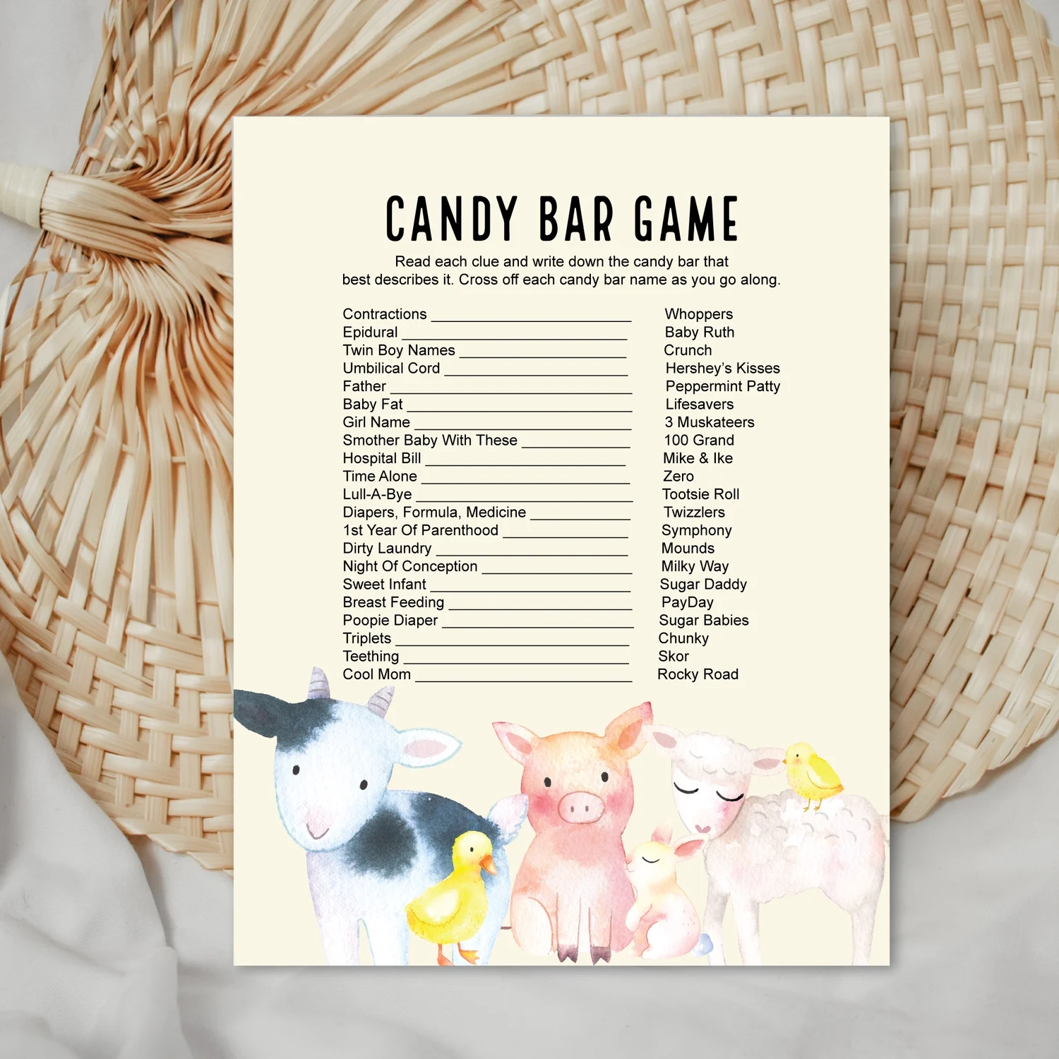 Free Printable Baby Shower Games Candy Bars