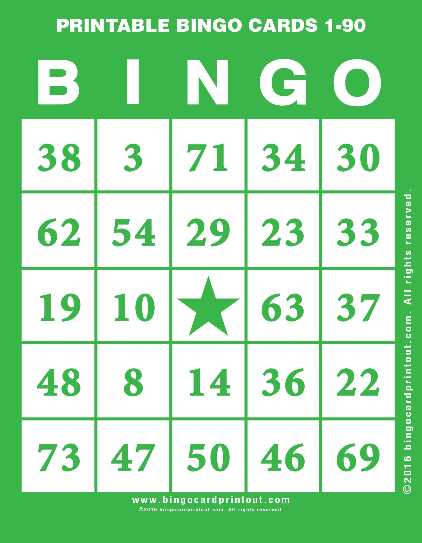 Printable Bingo Cards Free 1-90
