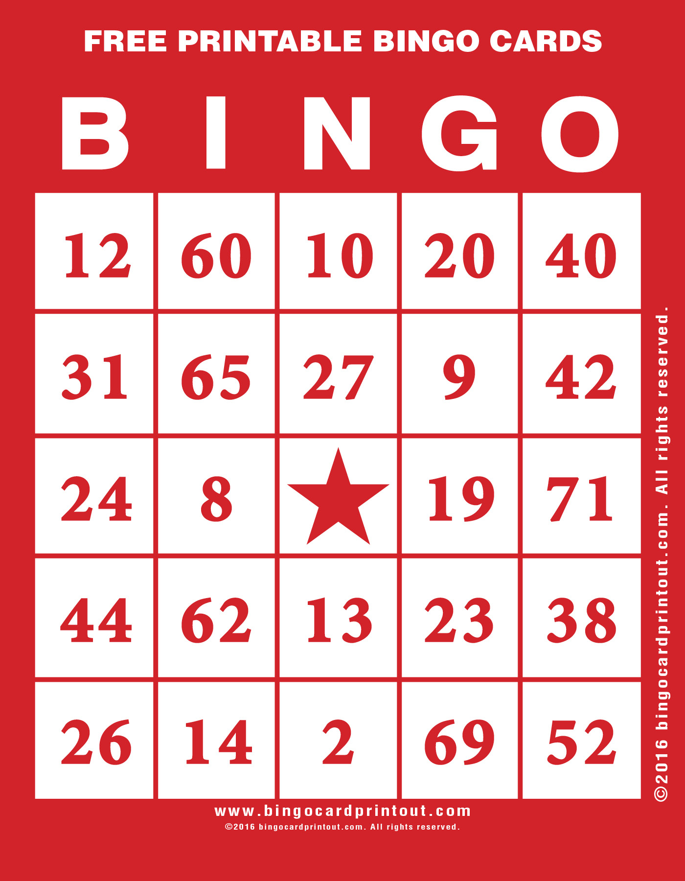 Printable Bingo Cards Free