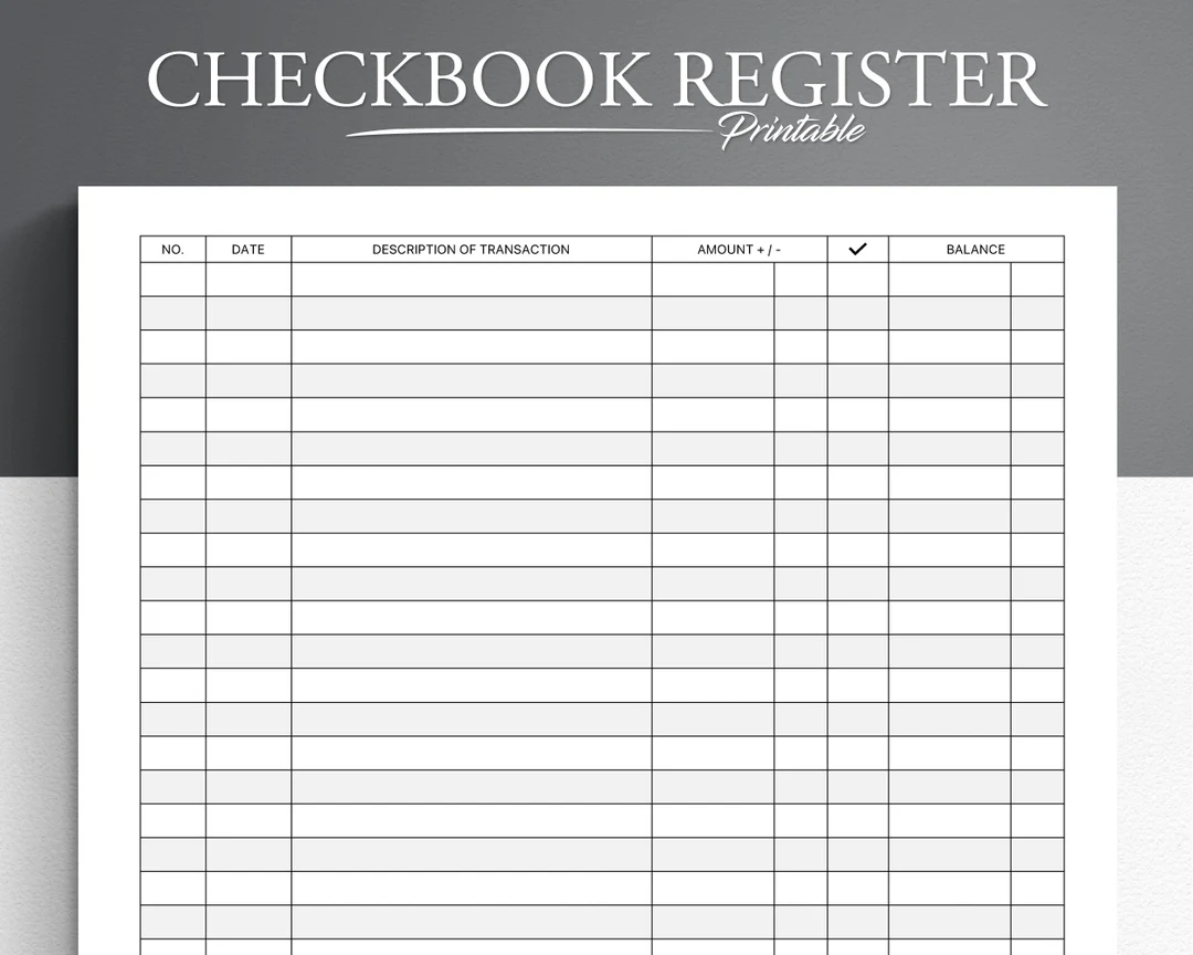 printable checkbook register finance tracker check register financial planner insert bank transaction tracker etsy