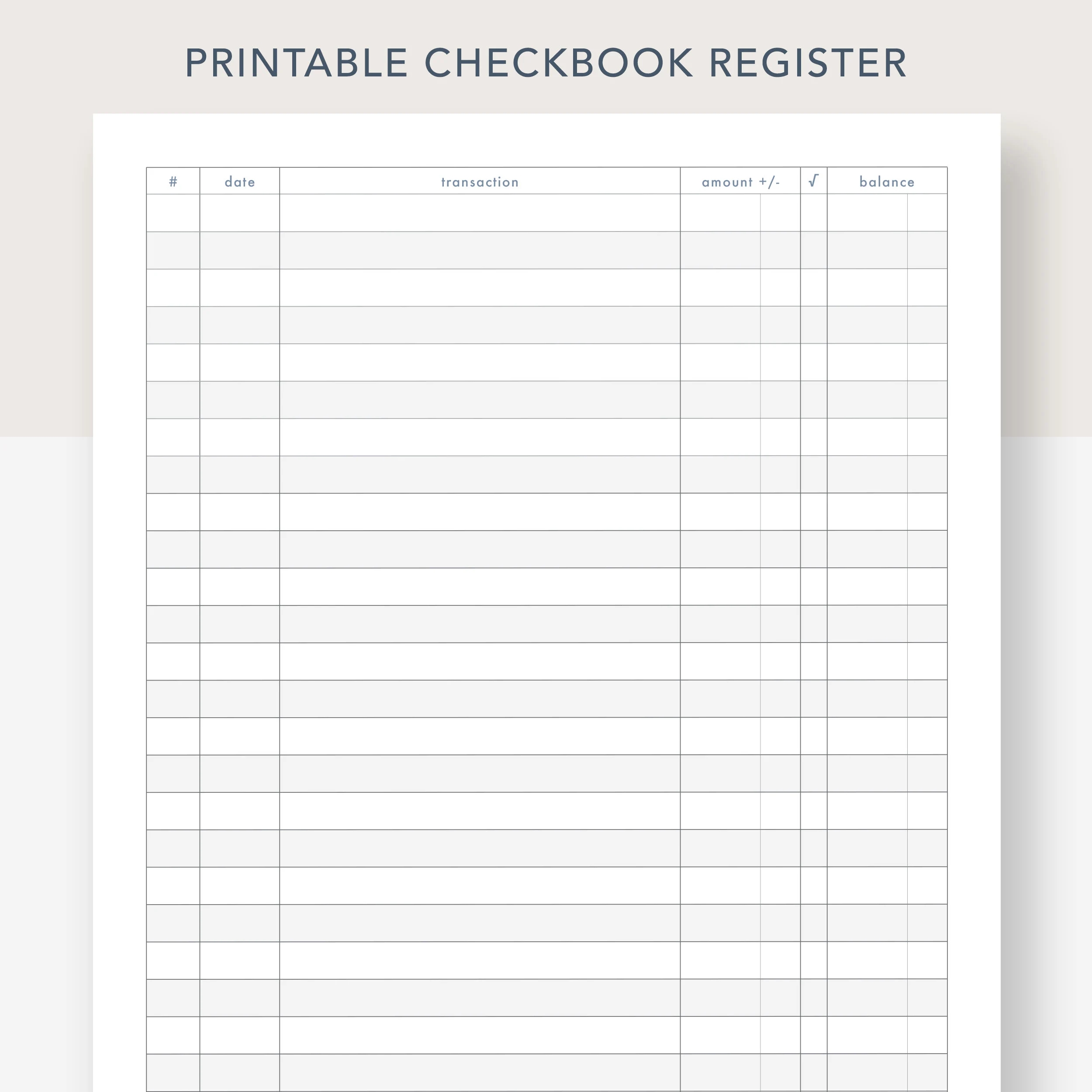 Printable Checkbook Register PDF File Prints On 8 1 2 X 11 Inch Paper Etsy Canada