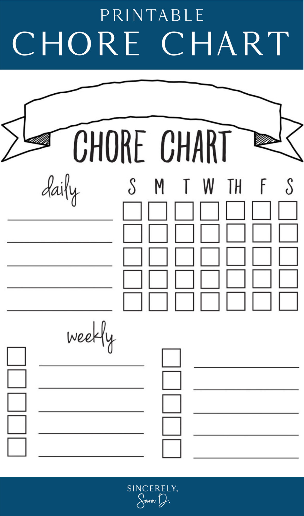 printable chore chart sincerely sara d home decor diy projects