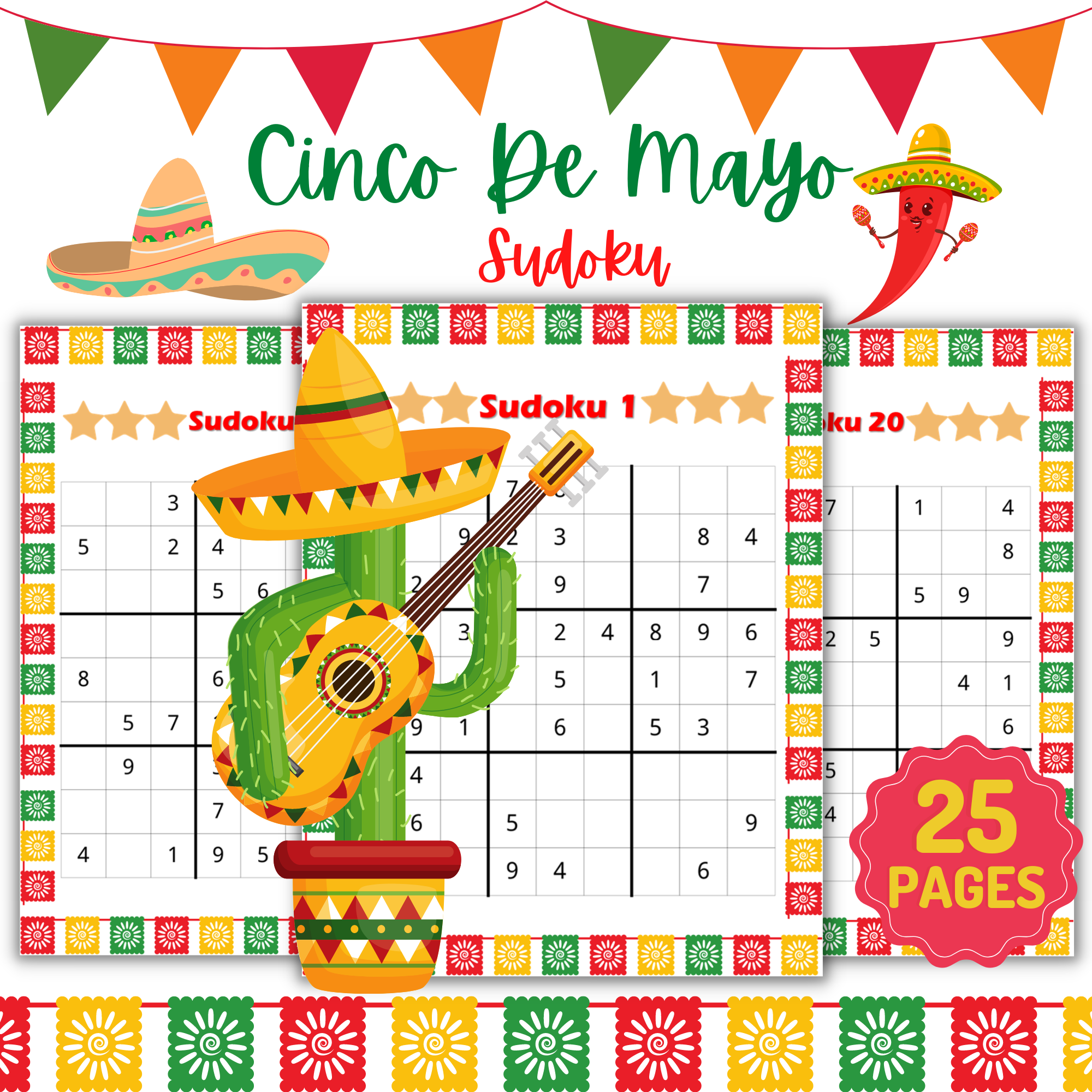 Printable Cinco De Mayo Sudoku Puzzles With Solutions Fun May Activities Made By Teachers