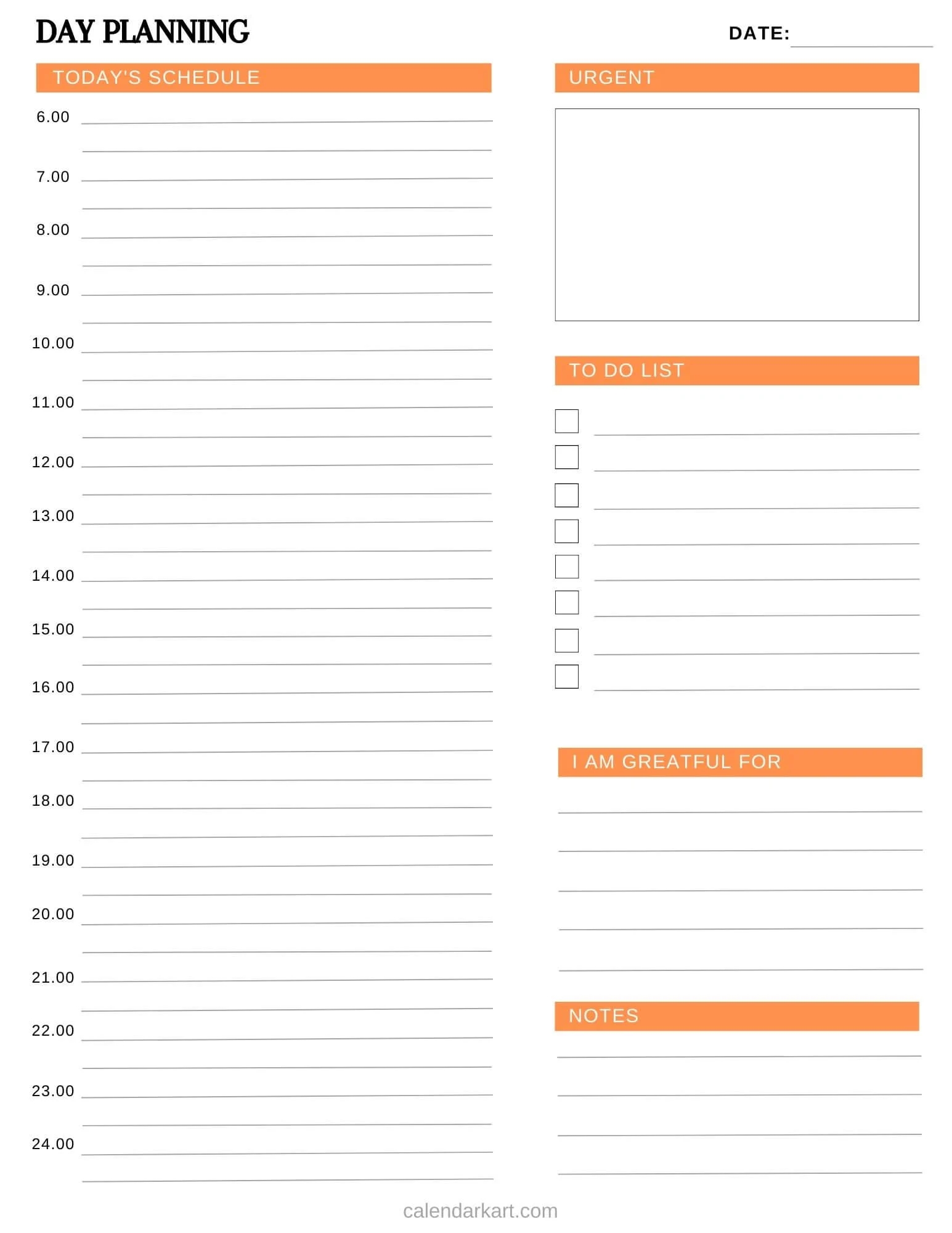 Printable Daily Planner Template Calendarkart