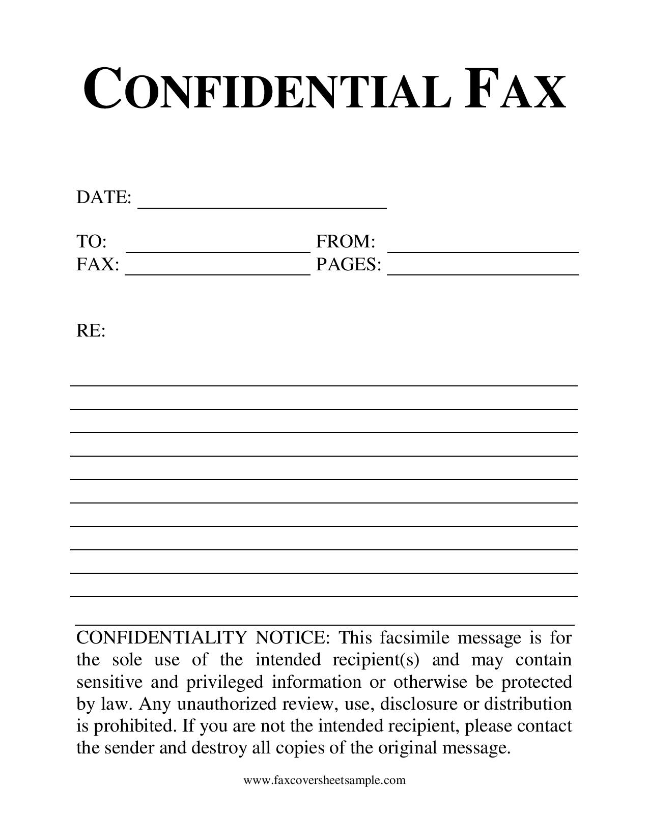 Printable Fax Cover Sheets Free Pdf