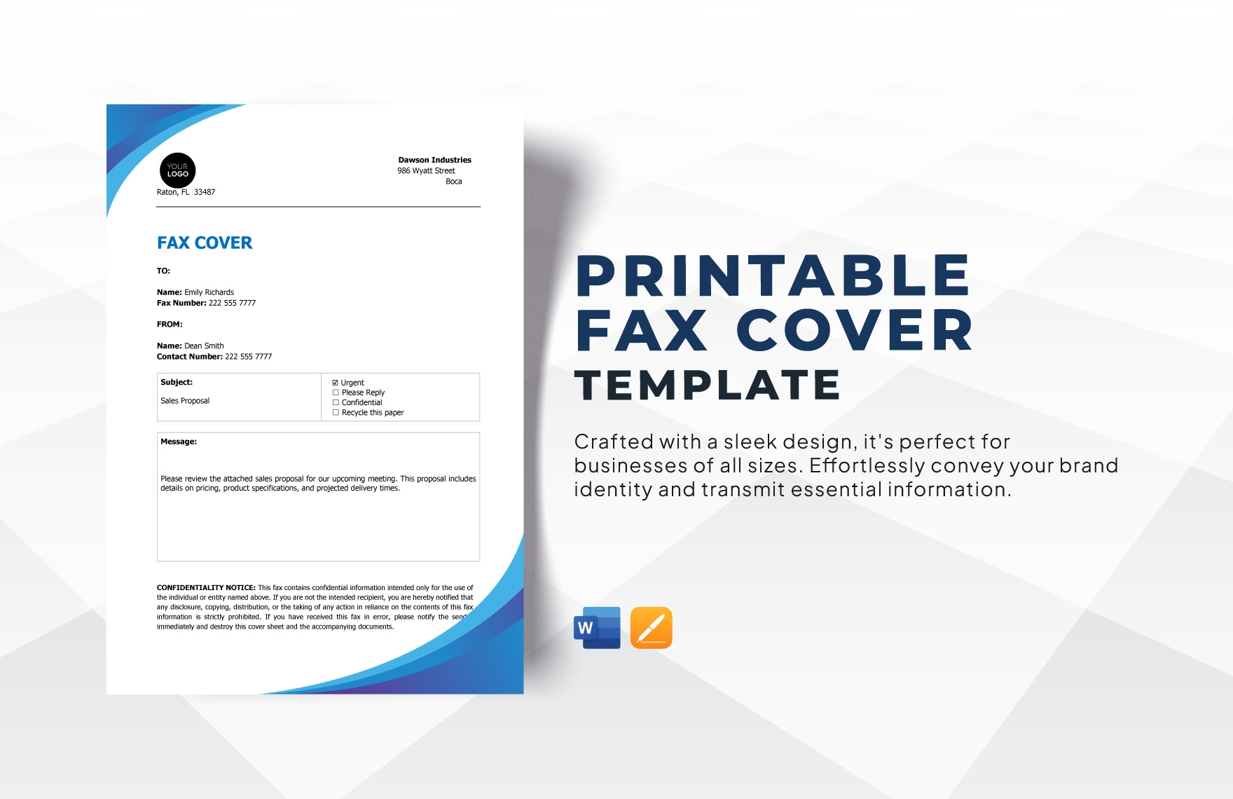 Printable Fax Cover Template In Word Download Template