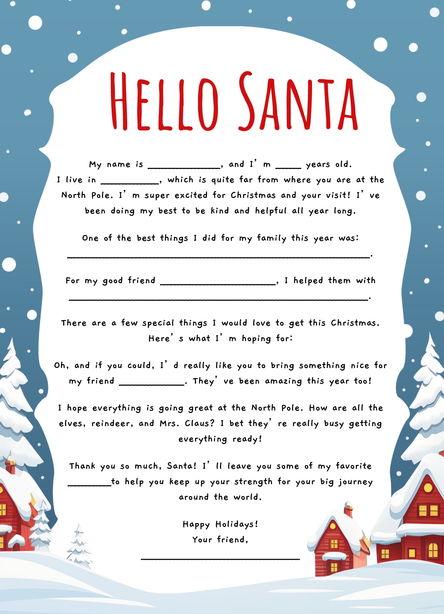 Printable Fill In Blank Letter To Santa Free Google Docs Template