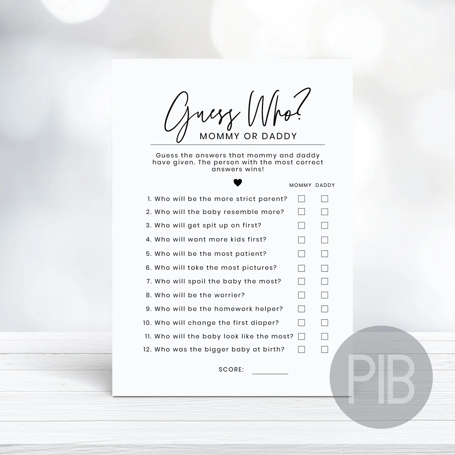 Printable Guess Who Mommy Or Daddy Baby Shower Game