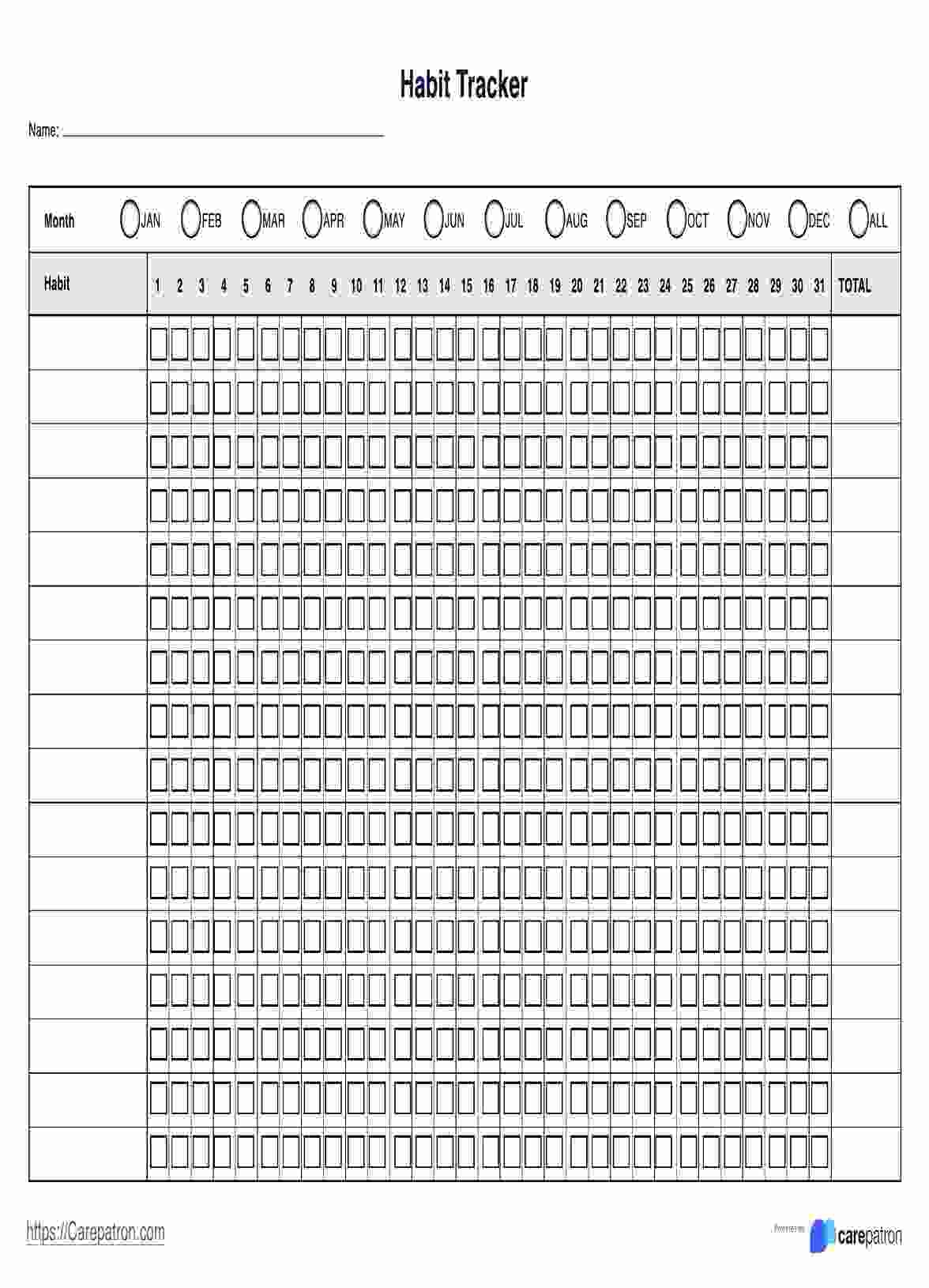 Printable Habit Tracker Example Free PDF Download