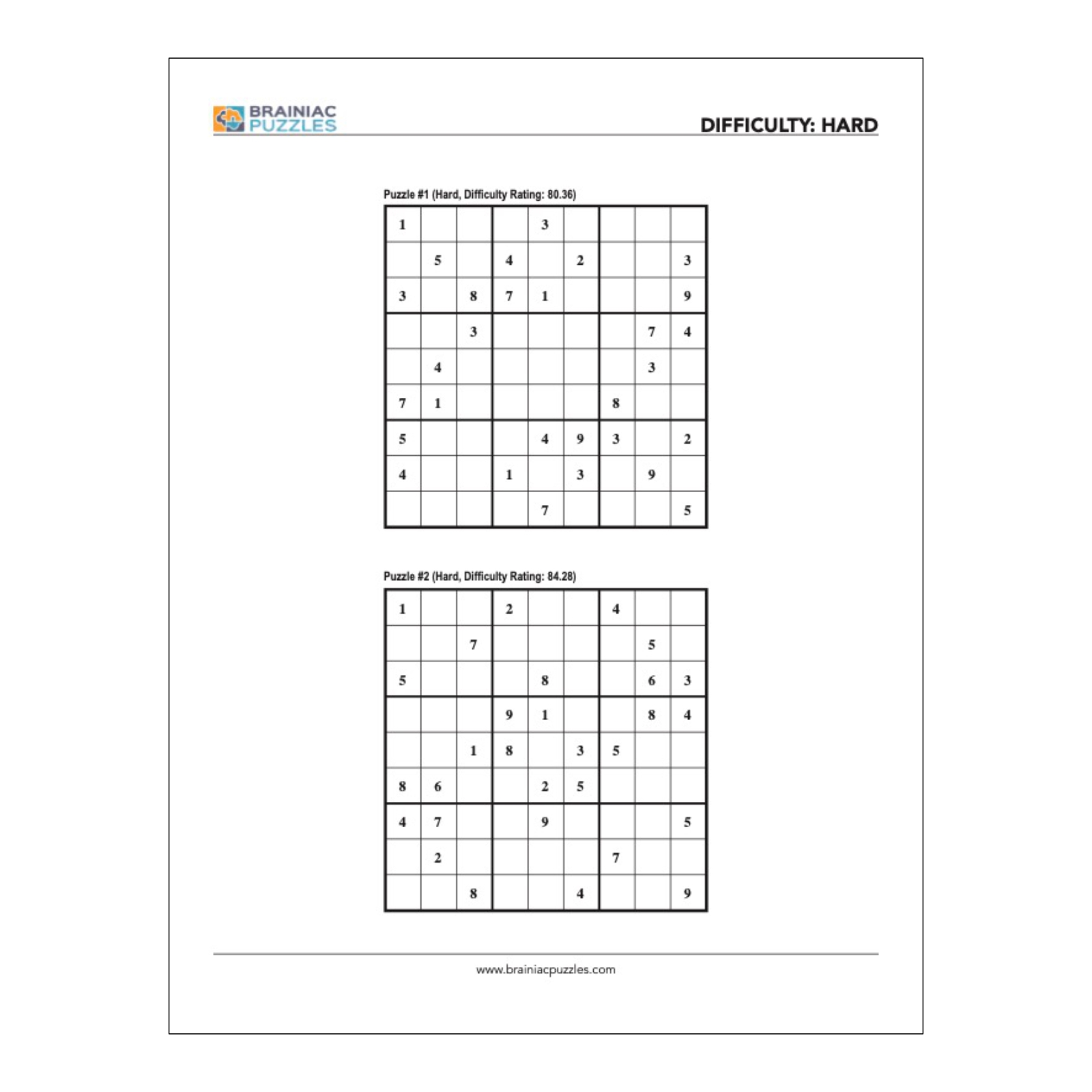 Free Printable Sudoku Puzzles With Answers