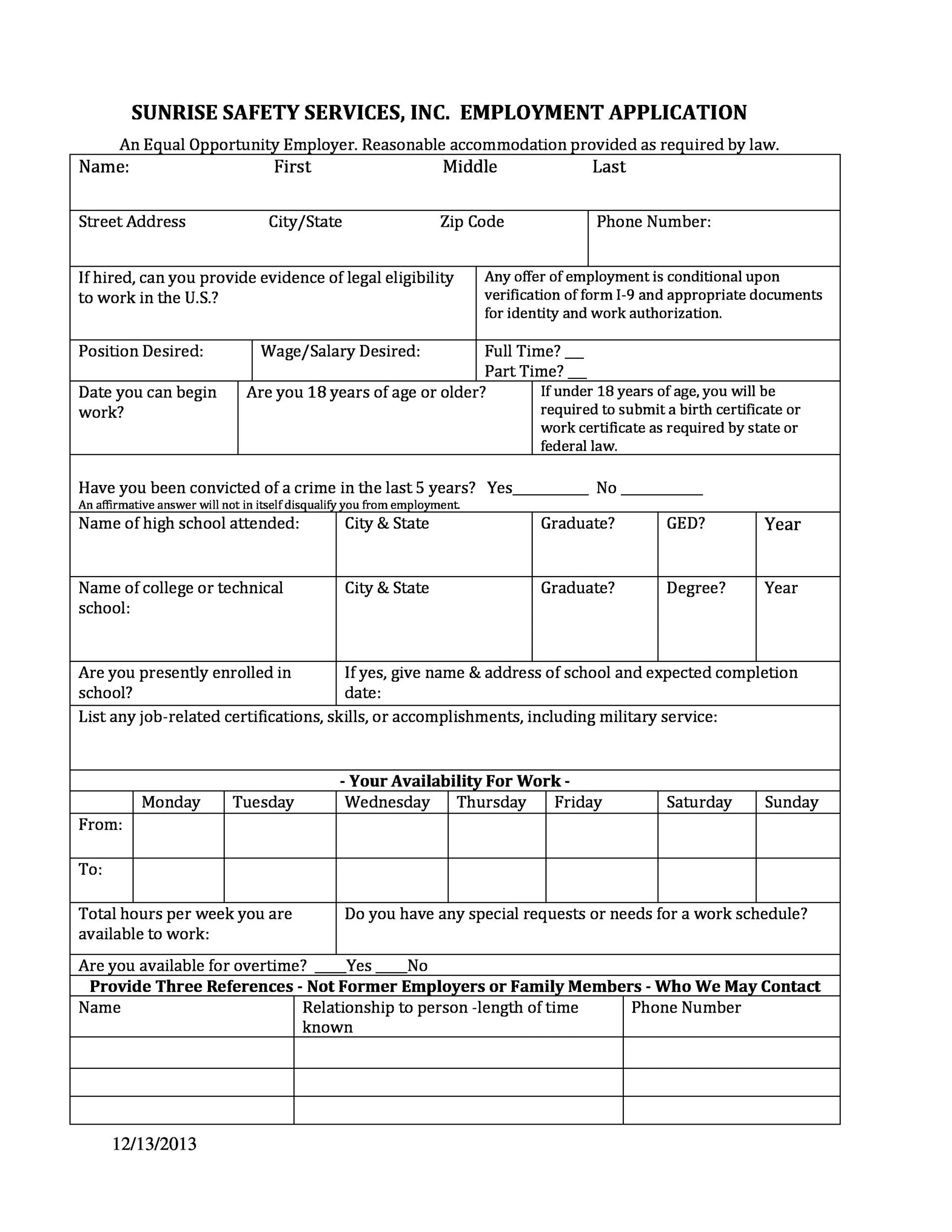 Free Printable Applications