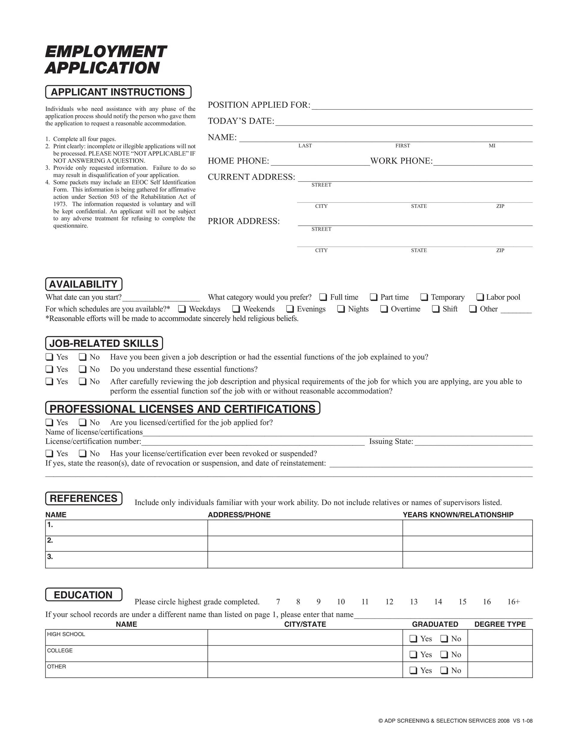 Printable Job Applications Printable Design Resources
