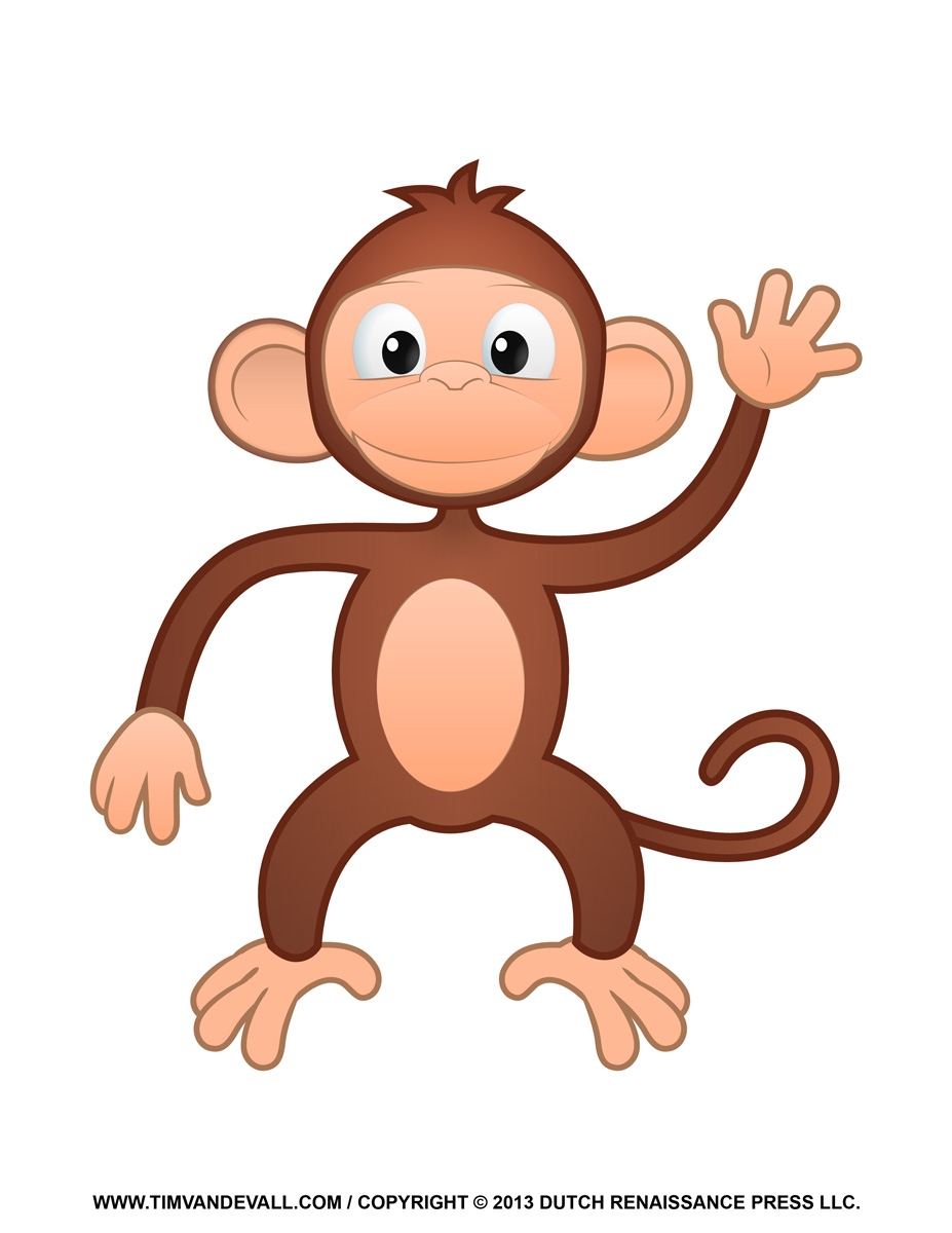 Printable Monkey Clipart Coloring Pages Cartoon Crafts For Kids