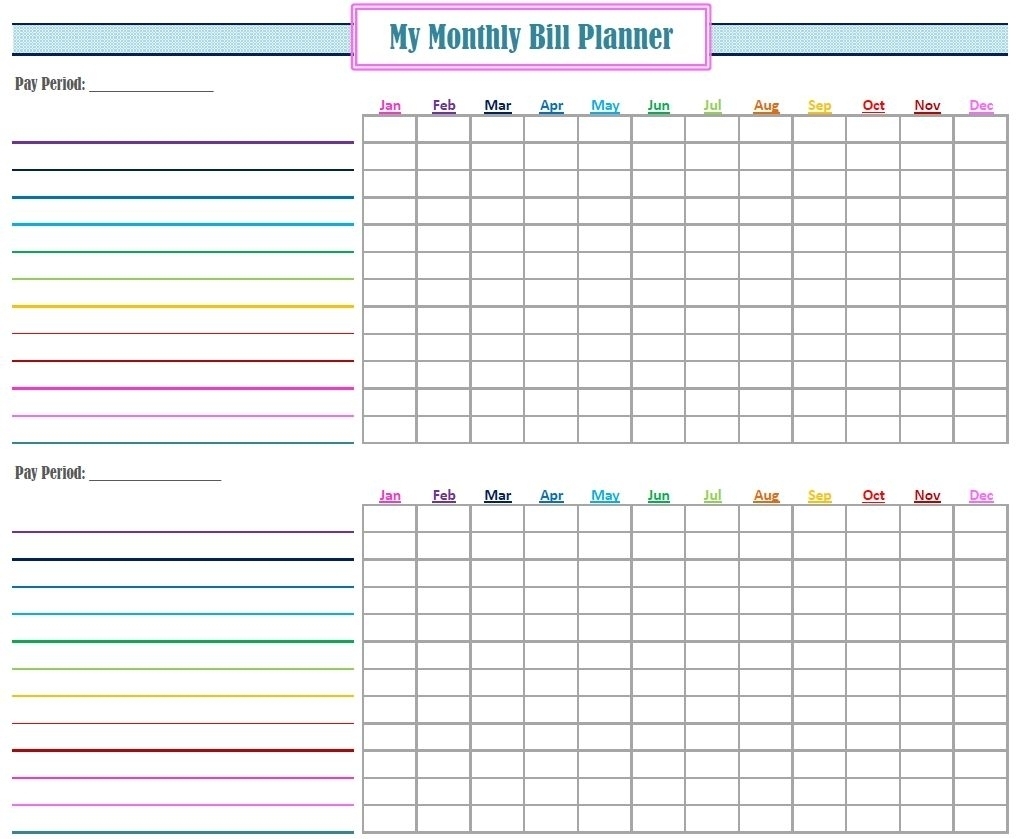 Printable Monthly Bill Organizer Printable Party Favors