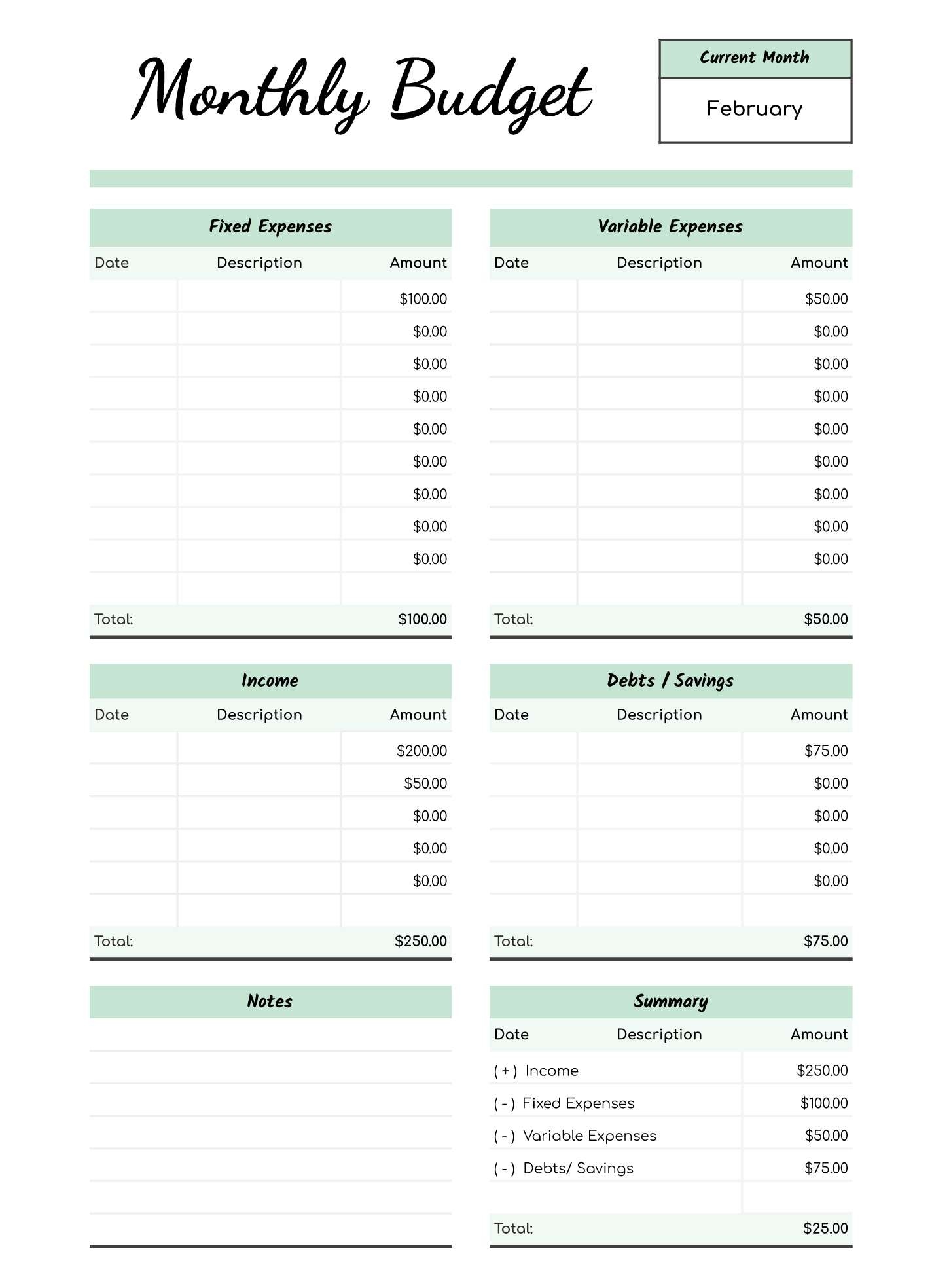 printable monthly budget free google sheets excel template gdoc io