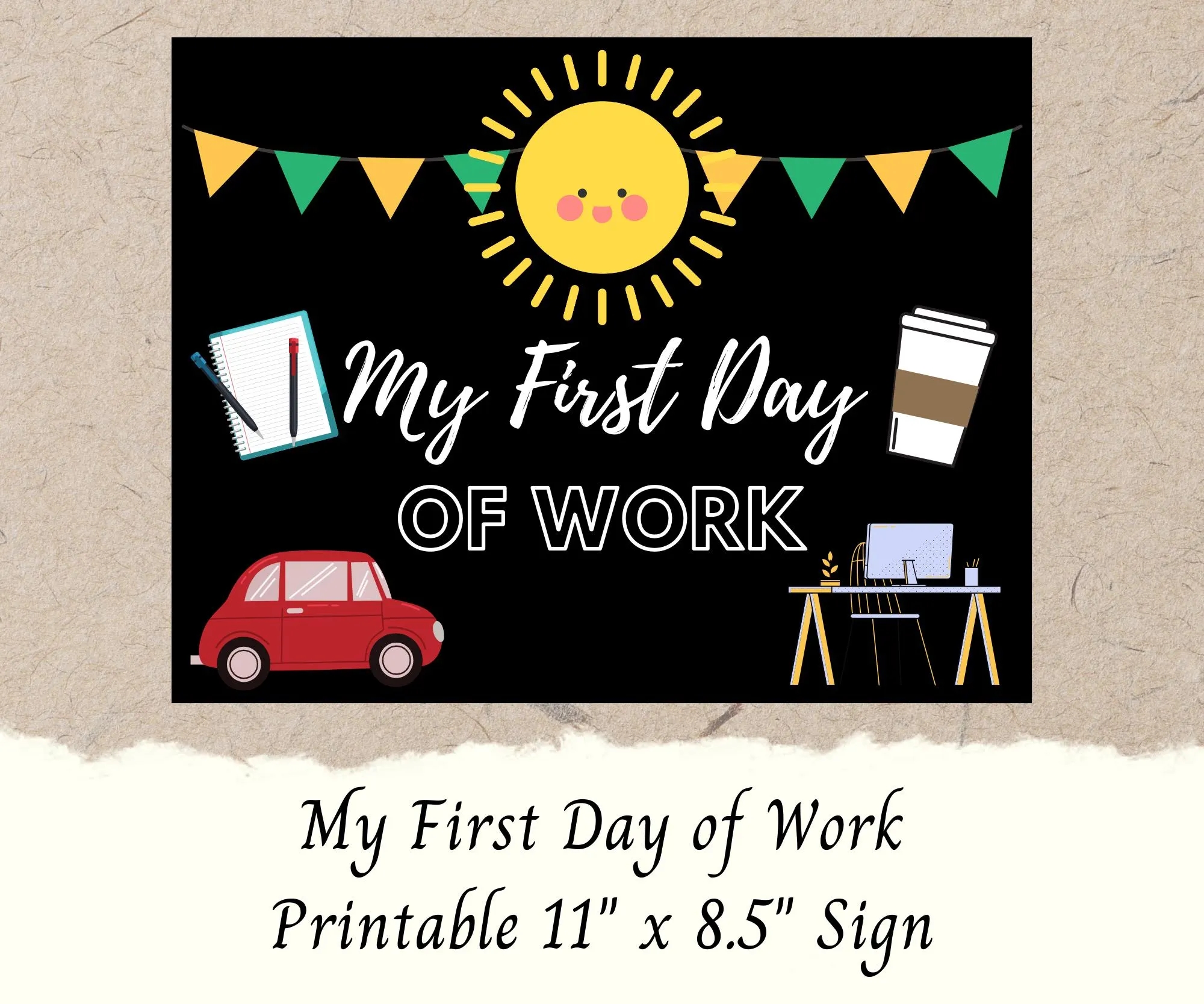 Printable My First Day Of Work Sign DIY Printable First Day Of Work Sign New Job Instant Download Digital Download Color Etsy