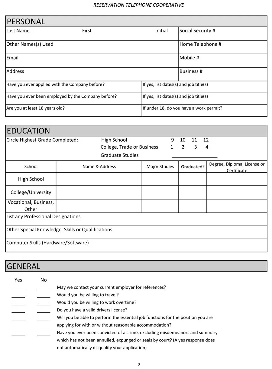 Printable Online Job Applications