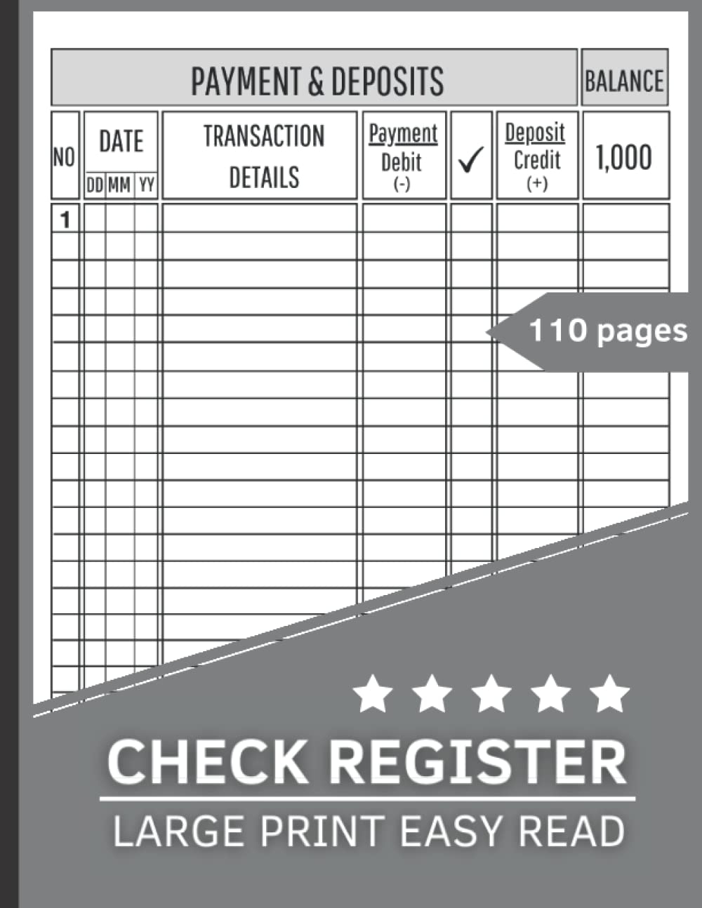 Printable PDF Printable Checkbook Register PDF File Prints On 8 1 2 X 11 Inch Paper Lines Spaces Are Larger Easy To Read Check Book Covers For Women