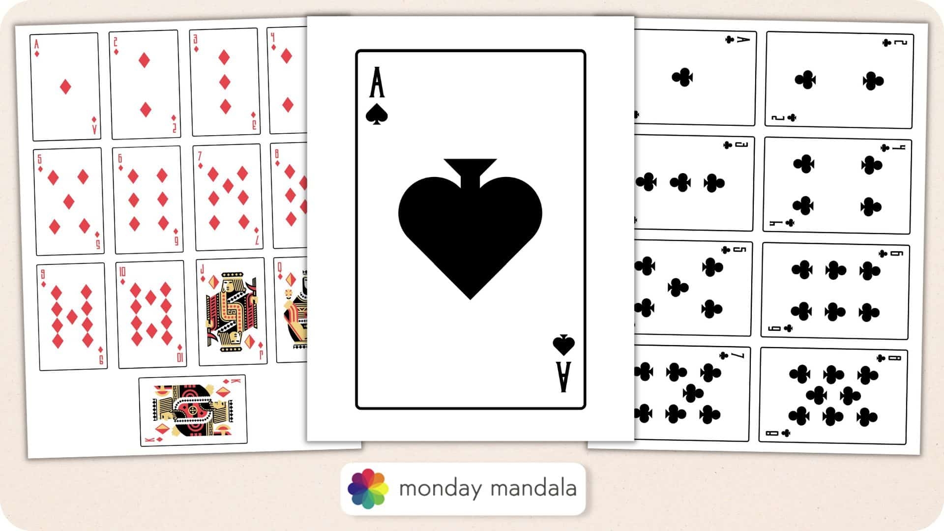 printable playing cards free pdf sheets in 3 sizes
