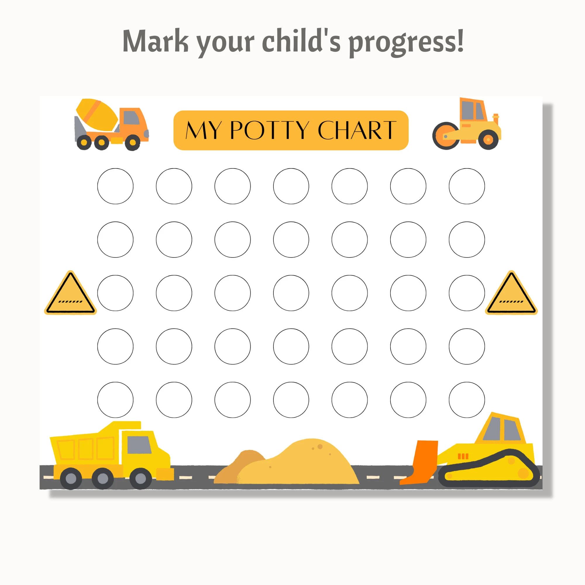 printable potty training chart construction truck sticker chart construction potty chart boy toilet training preschool reward chart etsy
