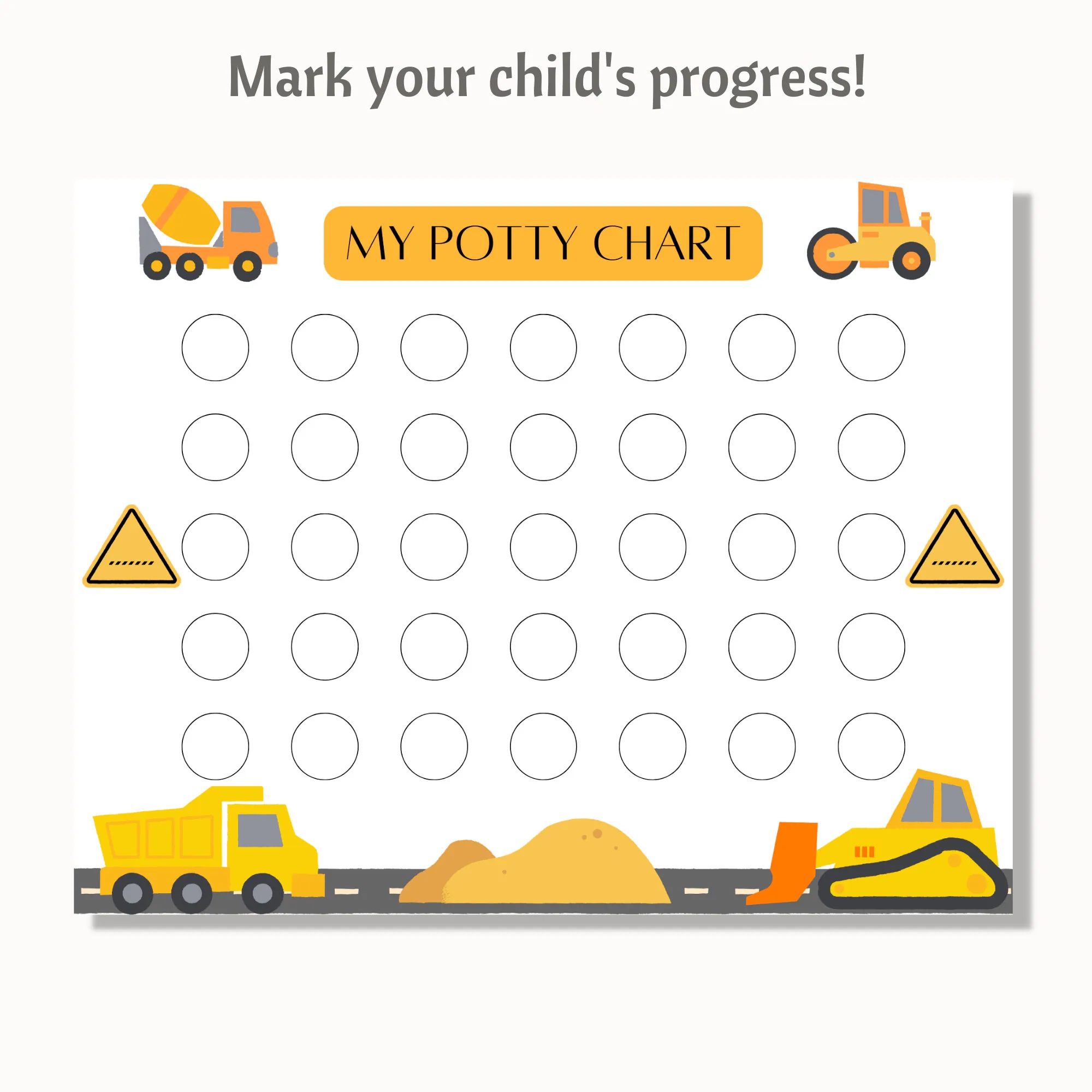 Printable Potty Training Chart Construction Truck Sticker Chart 