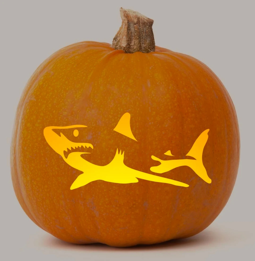 Printable Pumpkin Stencil For Carving Great White SHARK Silhouette Fun Unique Halloween Pumpkin Pattern Template For Shark Lovers Etsy