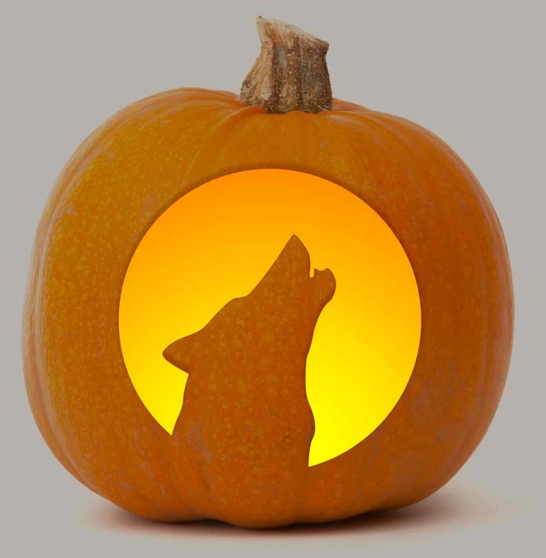 Printable Pumpkin Stencil For Carving Howling Wolf Silhouette Fun Unique Halloween Pumpkin Pattern Template For Wolf Lovers Etsy