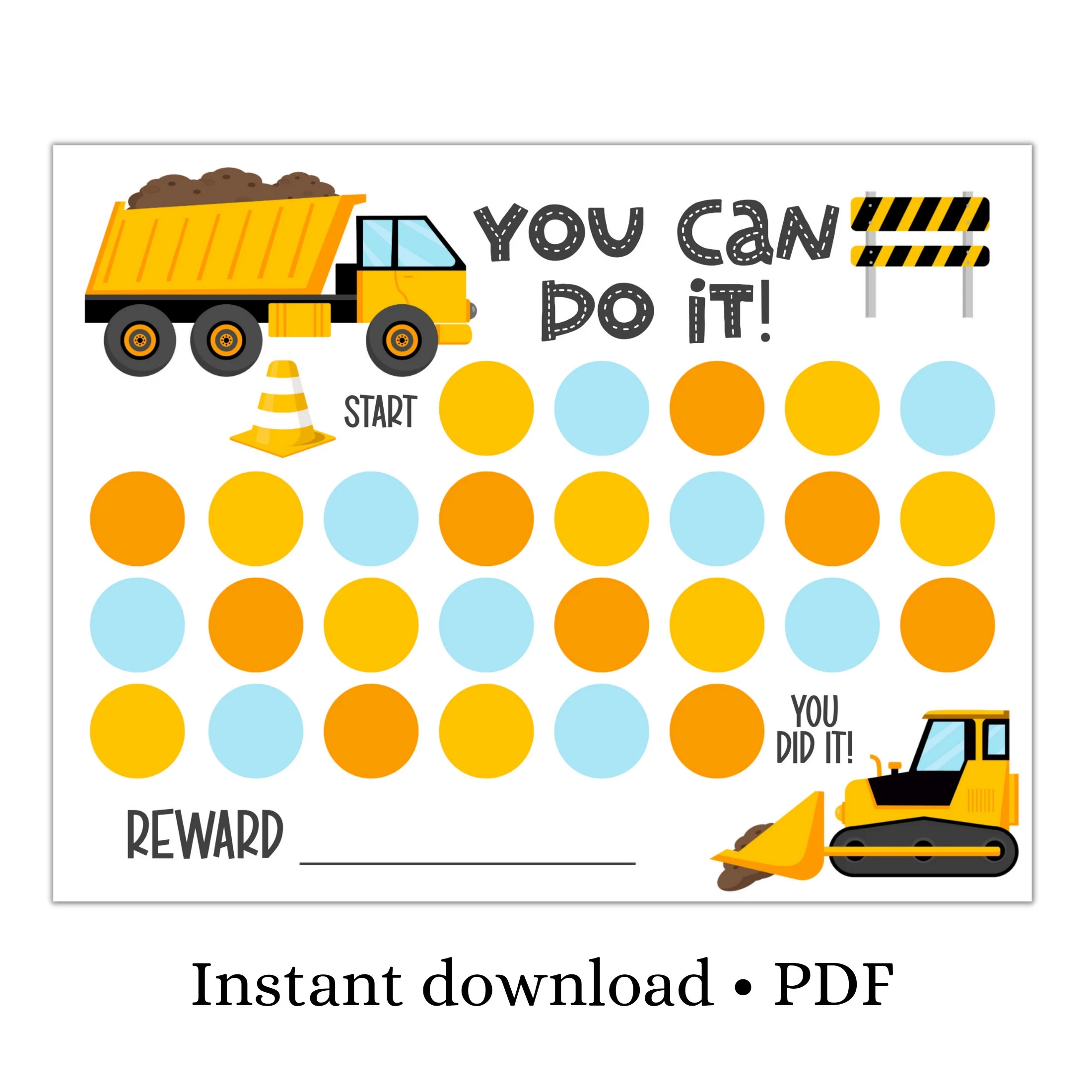 Printable Reward Chart Construction Potty Training Chart 