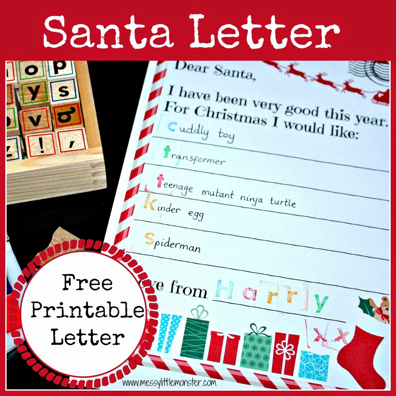 Printable Santa Letter For Kids Messy Little Monster