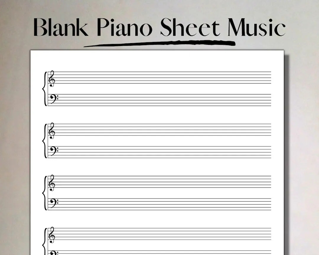 Printable Sheet Music Manuscript Paper Treble Bass Clef 12 Stave PDF Instant Download Piano Staff Paper A4 And US Letter Etsy