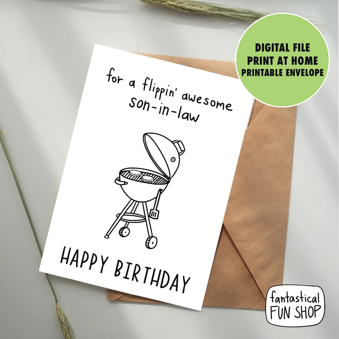 Printable SON IN LAW Birthday Card Happy Birthday Son In Law Card Awesome Son In Law Grilling Son In Law Funny Card Instant Download Etsy