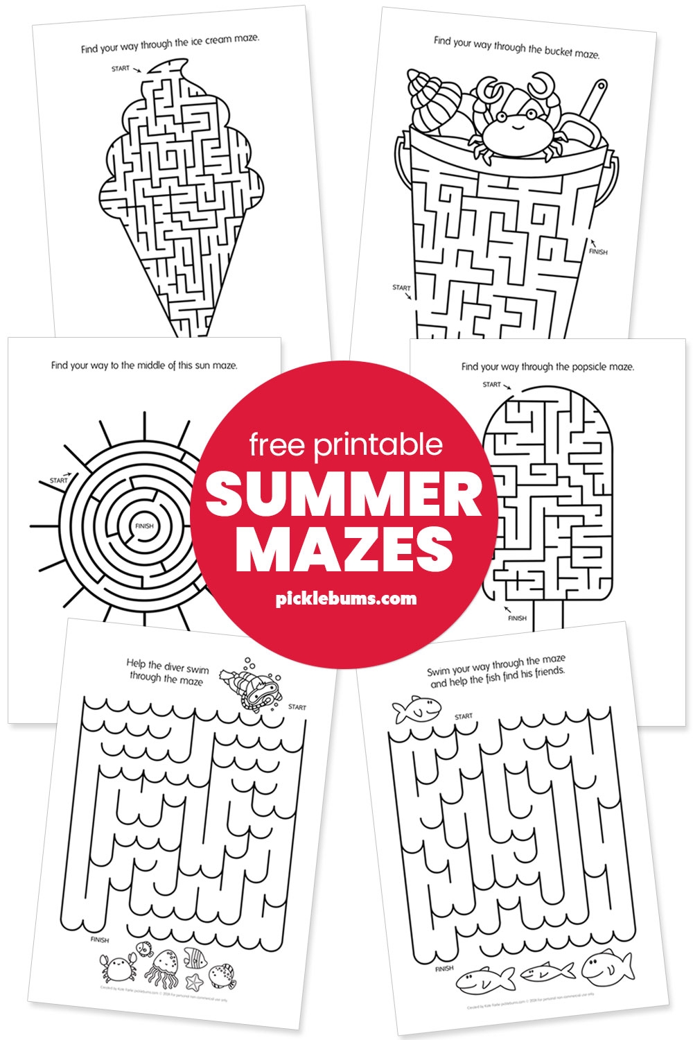 Printable Summer Mazes For Kids Picklebums