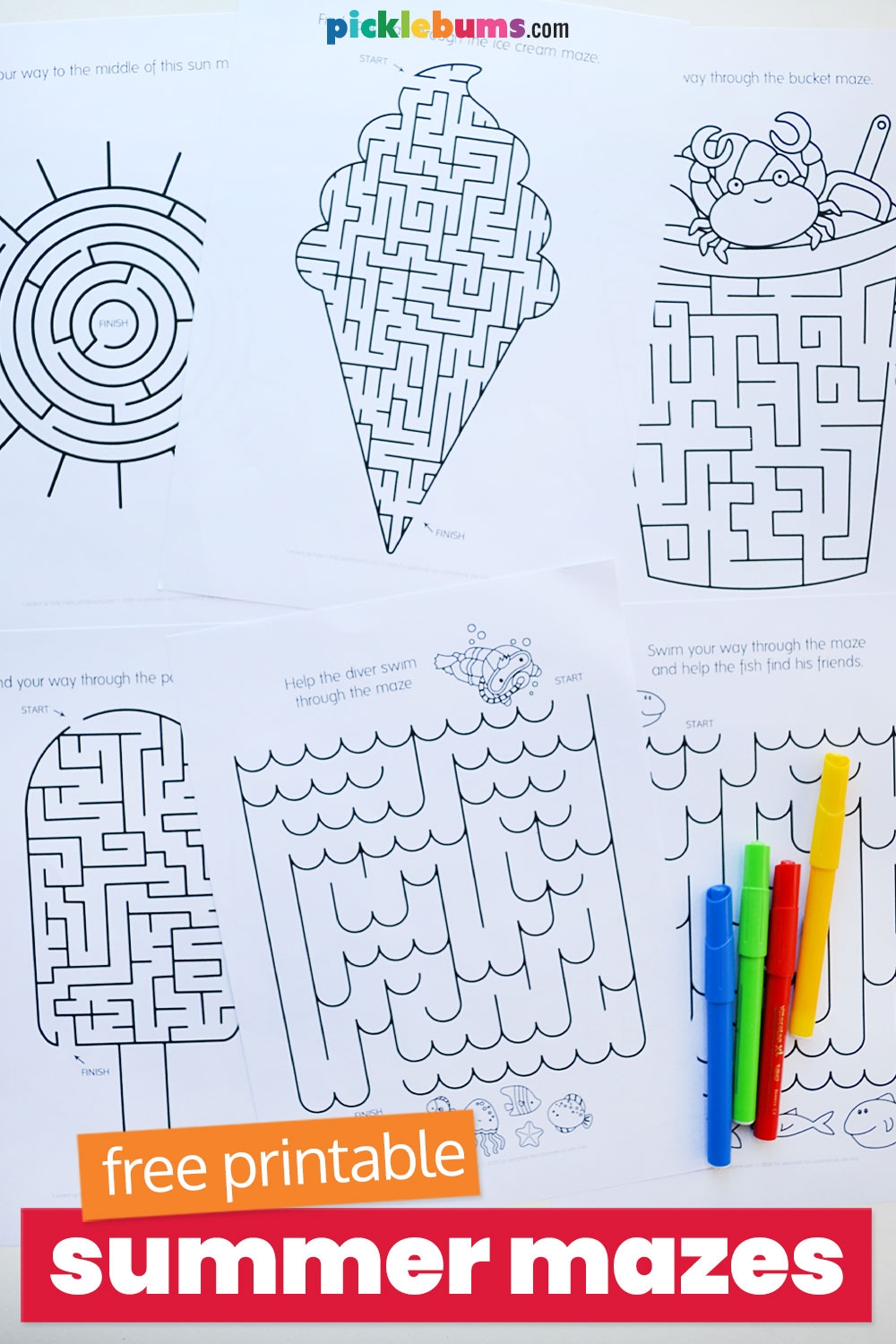 Printable Summer Mazes For Kids Picklebums