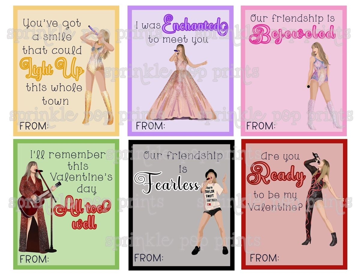 Printable Taylor Swift Valentines 12 Different Designs EBay
