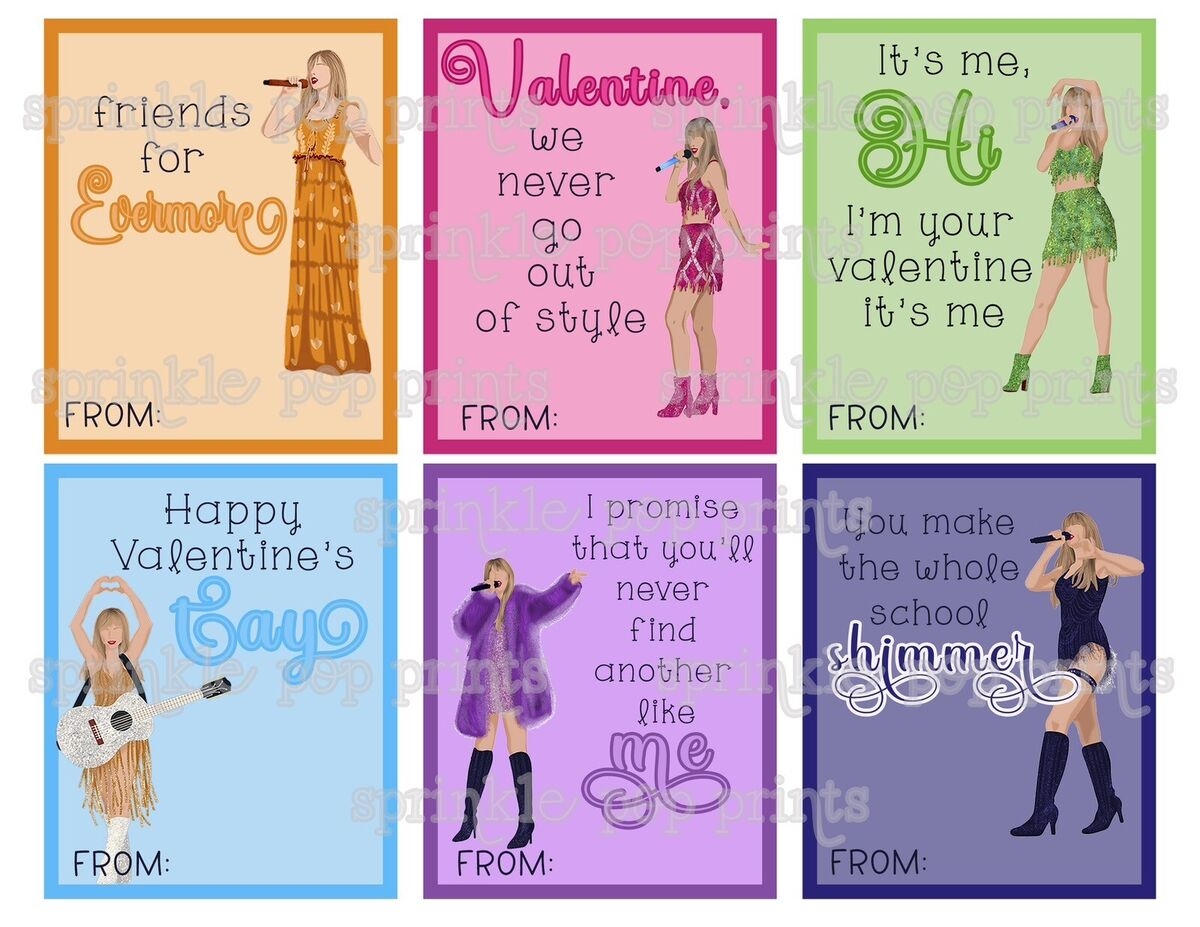Printable Taylor Swift Valentines 12 Different Designs EBay