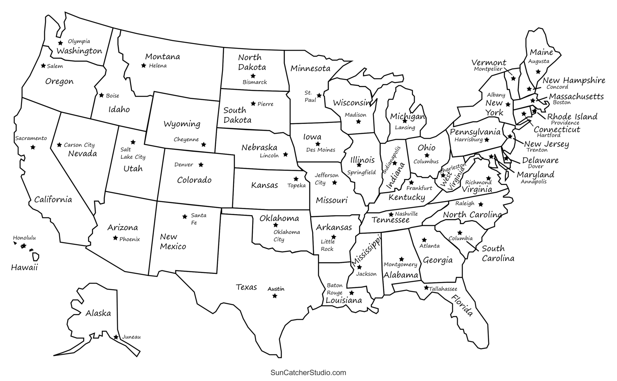 Free Printable Us Maps With States And Cities
