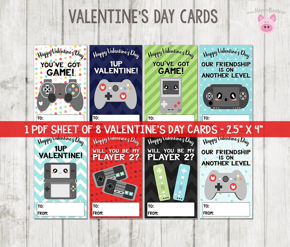 Printable Video Game Valentine s Cards Gamer Valentines Cards School Valentines Boy Gamer Happy Barn